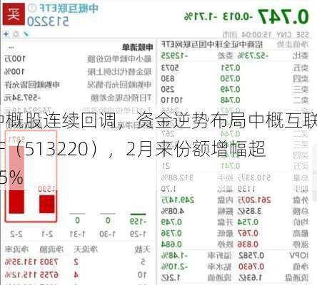 中概股连续回调，资金逆势布局中概互联ETF（513220），2月来份额增幅超35%