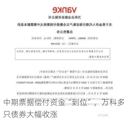 中期票据偿付资金“到位”，万科多只债券大幅收涨