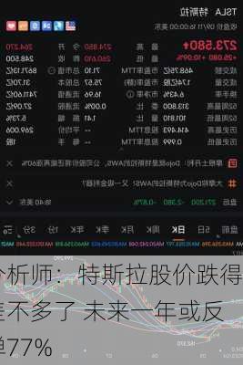 分析师：特斯拉股价跌得差不多了 未来一年或反弹77%