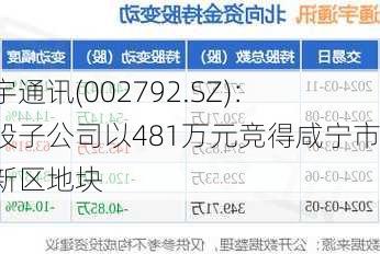 通宇通讯(002792.SZ)：控股子公司以481万元竞得咸宁市高新区地块