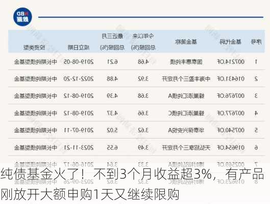 纯债基金火了！不到3个月收益超3%，有产品刚放开大额申购1天又继续限购