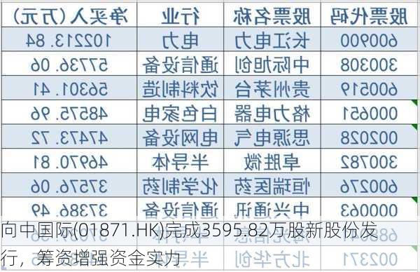 向中国际(01871.HK)完成3595.82万股新股份发行，筹资增强资金实力