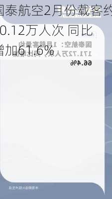 国泰航空2月份载客约180.12万人次 同比增加61.6%