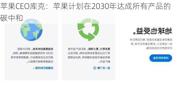 苹果CEO库克：苹果计划在2030年达成所有产品的碳中和