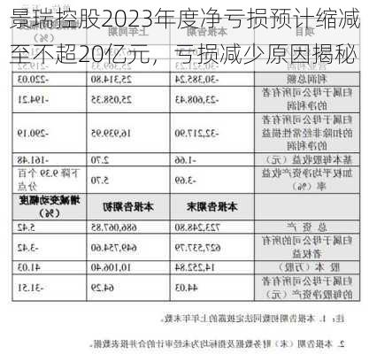 景瑞控股2023年度净亏损预计缩减至不超20亿元，亏损减少原因揭秘