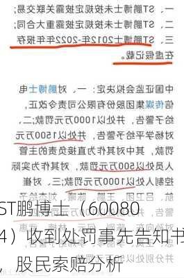 ST鹏博士（600804）收到处罚事先告知书，股民索赔分析