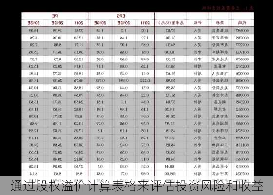 通过股权溢价计算表格来评估投资风险和收益