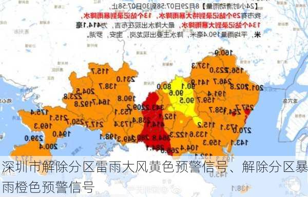 深圳市解除分区雷雨大风黄色预警信号、解除分区暴雨橙色预警信号