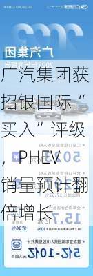 广汽集团获招银国际“买入”评级，PHEV销量预计翻倍增长