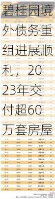 碧桂园境外债务重组进展顺利，2023年交付超60万套房屋