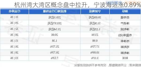 杭州湾大湾区概念盘中拉升，宁波海运涨0.89%