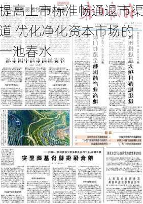 提高上市标准畅通退市渠道 优化净化资本市场的一池春水