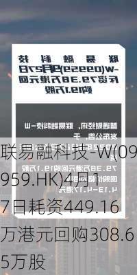 联易融科技-W(09959.HK)4月17日耗资449.16万港元回购308.65万股