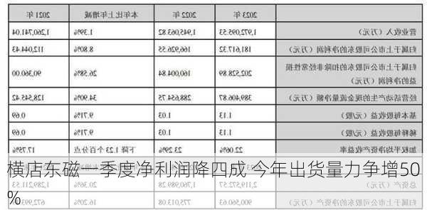 横店东磁一季度净利润降四成 今年出货量力争增50%