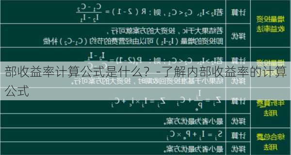 部收益率计算公式是什么？-了解内部收益率的计算公式