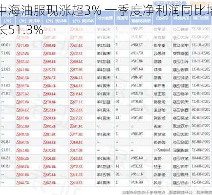 中海油服现涨超3% 一季度净利润同比增长51.3%