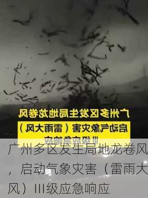 广州多区发生局地龙卷风，启动气象灾害（雷雨大风）Ⅲ级应急响应
