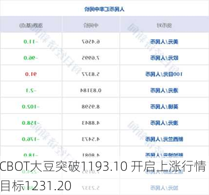 CBOT大豆突破1193.10 开启上涨行情 目标1231.20