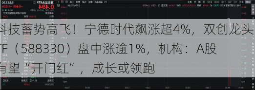 科技蓄势高飞！宁德时代飙涨超4%，双创龙头ETF（588330）盘中涨逾1%，机构：A股有望“开门红”，成长或领跑