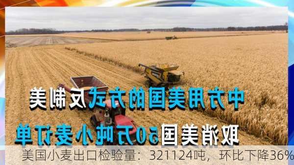 美国小麦出口检验量：321124吨，环比下降36%