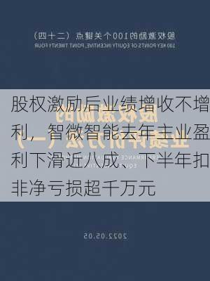 股权激励后业绩增收不增利，智微智能去年主业盈利下滑近八成、下半年扣非净亏损超千万元