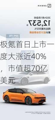 极氪首日上市一度大涨近40%，市值超70亿美元