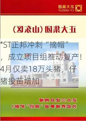 *ST正邦冲刺“摘帽”，成立项目组推动复产！4月仅卖18万头猪，仔猪投苗增加