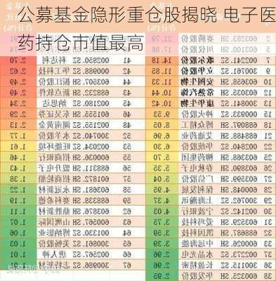 公募基金隐形重仓股揭晓 电子医药持仓市值最高