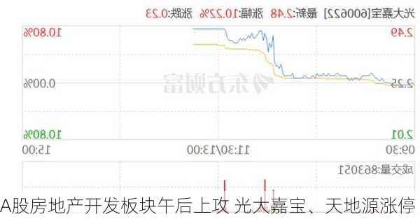 A股房地产开发板块午后上攻 光大嘉宝、天地源涨停