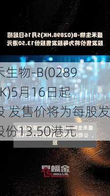 盛禾生物-B(02898.HK)5月16日起招股 发售价将为每股发售股份13.50港元