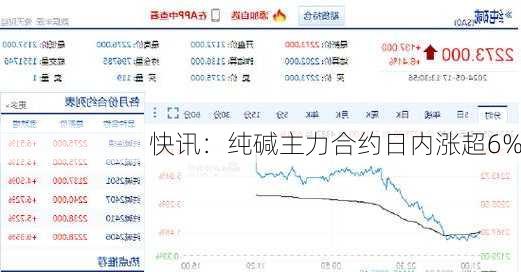 快讯：纯碱主力合约日内涨超6%