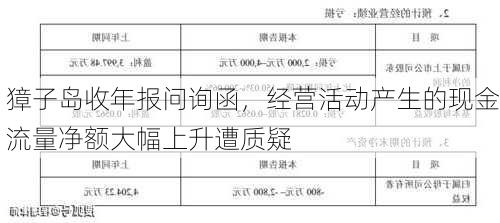 獐子岛收年报问询函，经营活动产生的现金流量净额大幅上升遭质疑