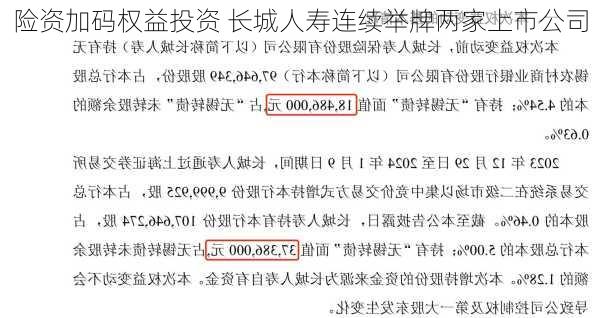 险资加码权益投资 长城人寿连续举牌两家上市公司