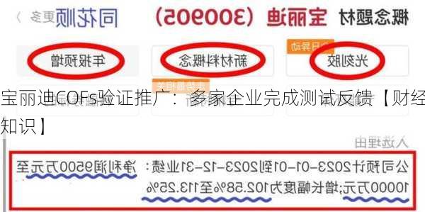 宝丽迪COFs验证推广：多家企业完成测试反馈【财经知识】
