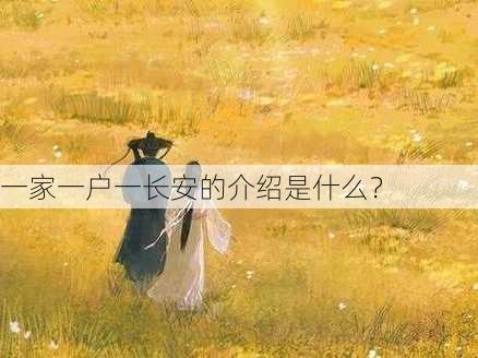 一家一户一长安的介绍是什么？