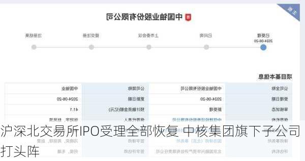 沪深北交易所IPO受理全部恢复 中核集团旗下子公司打头阵