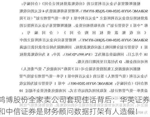 鸿博股份全家卖公司套现佳话背后：华英证券和中信证券是财务顾问数据打架有人造假！