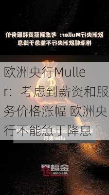 欧洲央行Muller：考虑到薪资和服务价格涨幅 欧洲央行不能急于降息