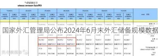 国家外汇管理局公布2024年6月末外汇储备规模数据