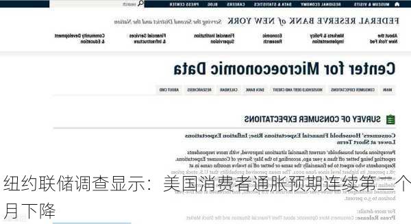 纽约联储调查显示：美国消费者通胀预期连续第二个月下降