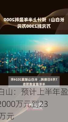 长白山：预计上半年盈利2000万元到2300万元