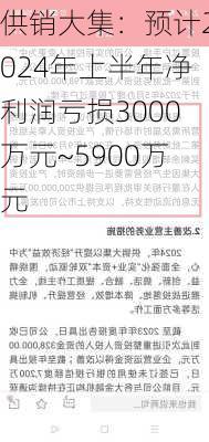 供销大集：预计2024年上半年净利润亏损3000万元~5900万元