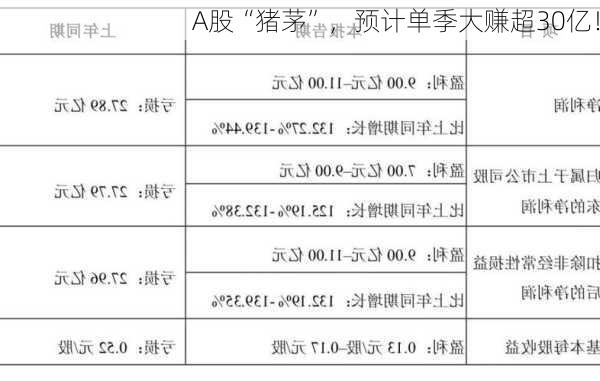 A股“猪茅”，预计单季大赚超30亿！