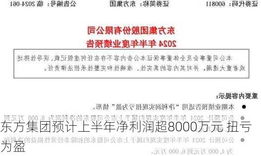 东方集团预计上半年净利润超8000万元 扭亏为盈