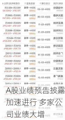 A股业绩预告披露加速进行 多家公司业绩大增