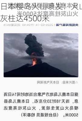 日本樱岛火山喷发：火山灰柱达4500米