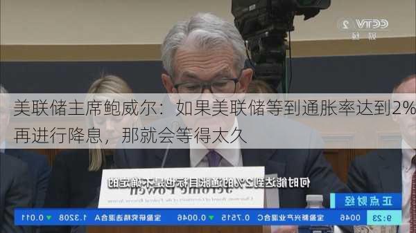 美联储主席鲍威尔：如果美联储等到通胀率达到2%再进行降息，那就会等得太久