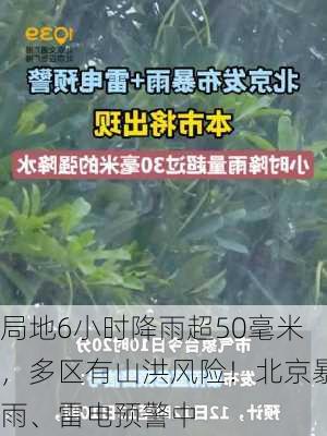 局地6小时降雨超50毫米，多区有山洪风险！北京暴雨、雷电预警中