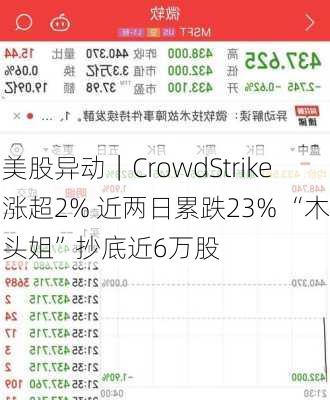 美股异动｜CrowdStrike涨超2% 近两日累跌23% “木头姐”抄底近6万股