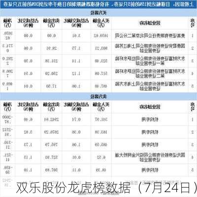 双乐股份龙虎榜数据（7月24日）